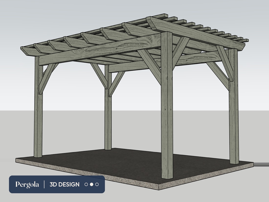 A 3D design concept of a custom Douglas fir structure being reviewed on screen